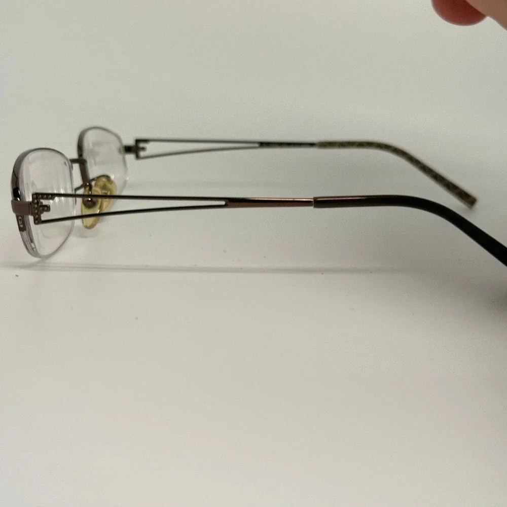 Fendi F615R Bronze Metal Semi Rimless Oval Eyeglasses Frames Italy 54-17-135